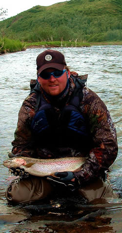 Brian Releasing Rainbow for Fishermen on American Creek - ALASKA RAFT CONNECTION